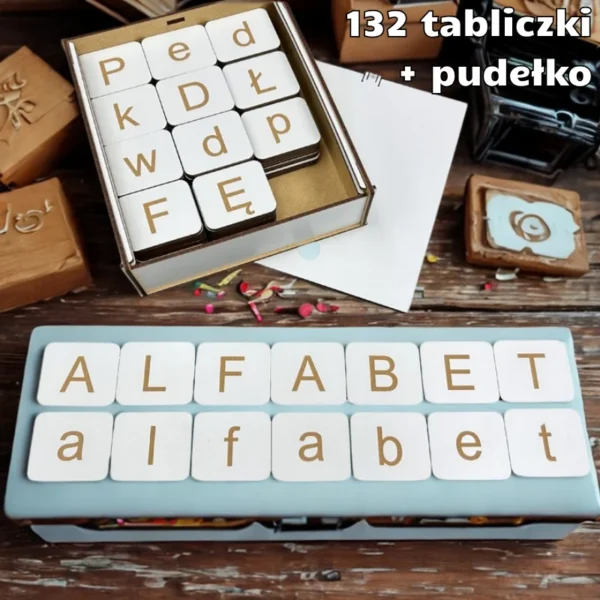 ALFABET - Pełny Zestaw 132 tabliczki z Polskimi znakami (małe i duże litery)