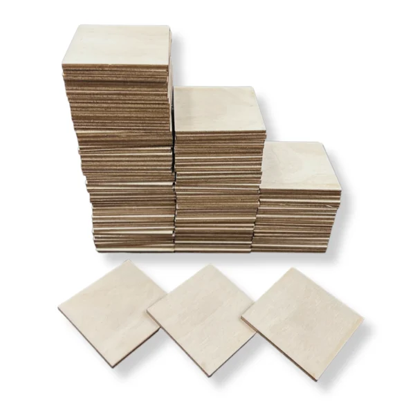 Kwadraty drewniane do ozdabiania 100 SZTUK 5x5cm
