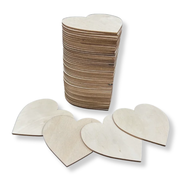 Serca drewniane do ozdabiania 50 SZTUK 10cm
